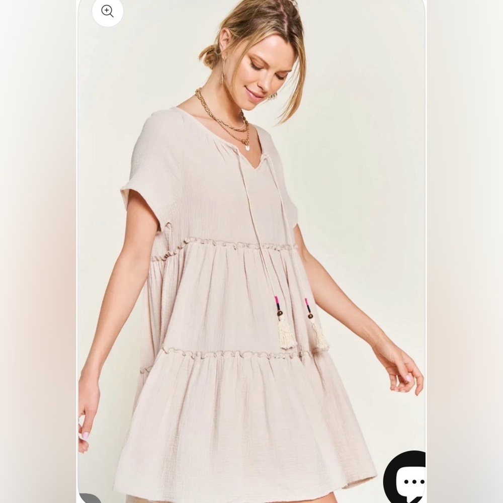 Boho Tiered Babydoll Short Sleeve
Fringe String Casual Boutique Summer
Dress